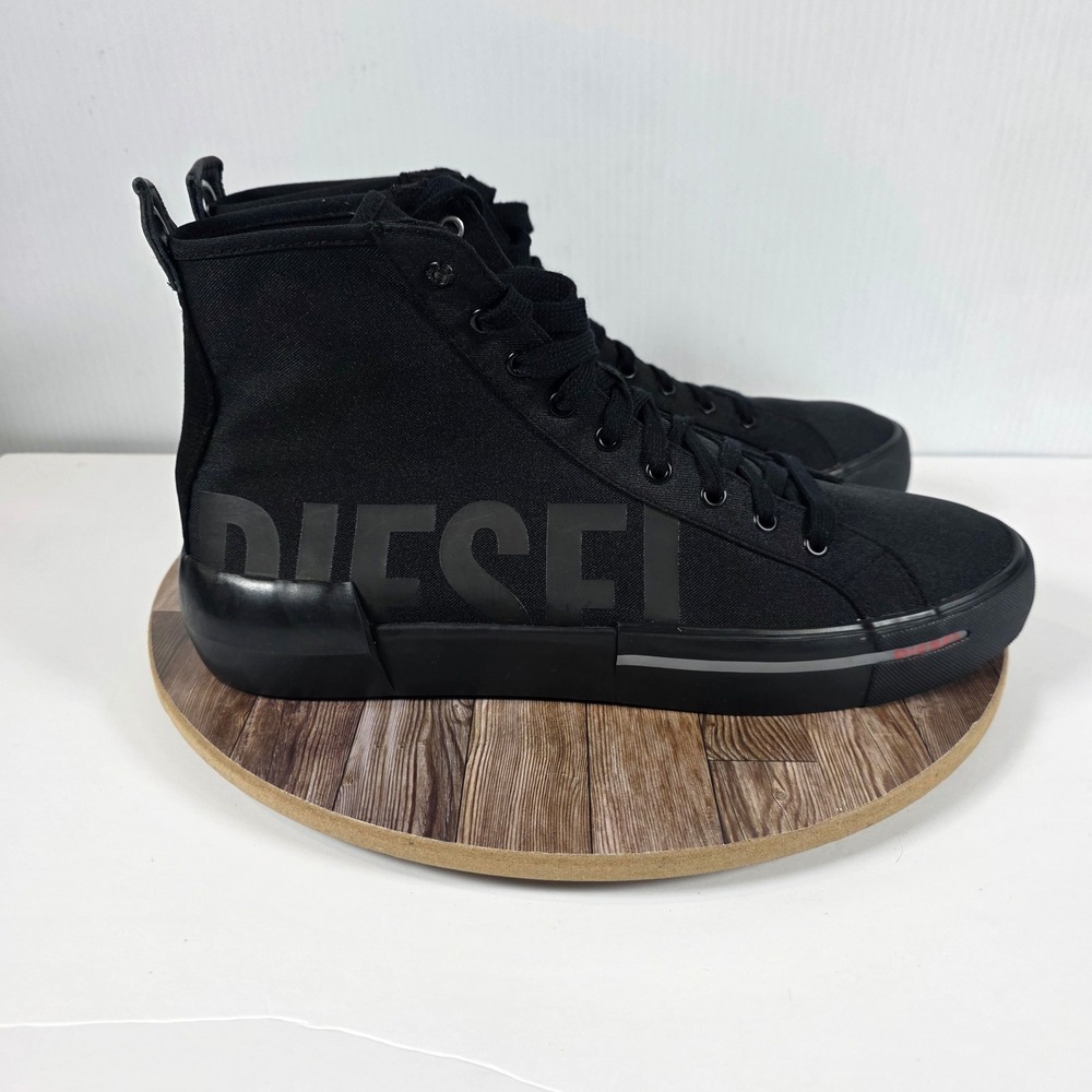 Diesel S-Dese Mid Cut Shoes Mens 12.5 Black Canvas High Top Sneakers Y01994